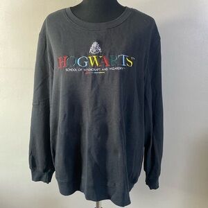 Hogwarts Harry Potter Black Crewneck Sweatshirt Embroidered Sz XL